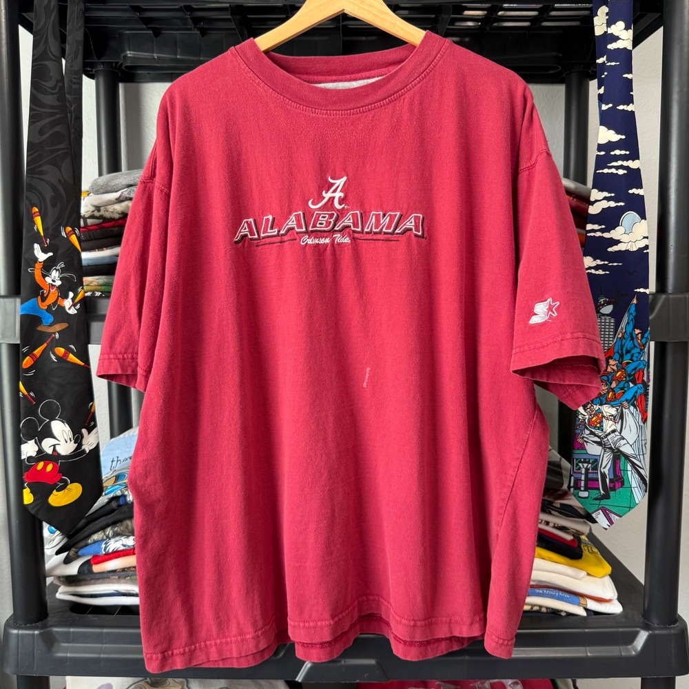 Y2K Red Alabama Crimson Tide Starter Embroidered T-Shirt XL Light Marks